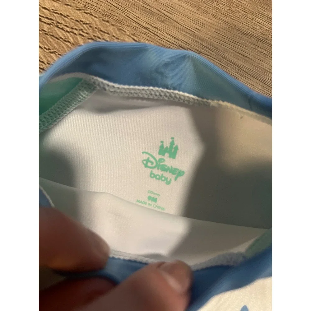 Disney Baby Mickey Mouse Rash Guard Blue Mint Green Swim Shirt 9M‎